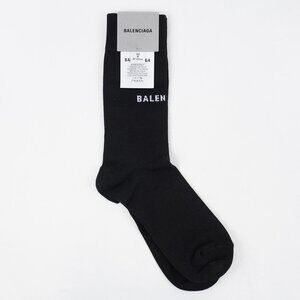 Balenciaga Logo Socks In Black With White Logo - Women's Size Medium / 9 - NWT